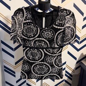 Style & Co. Black and White Patterned Blouse